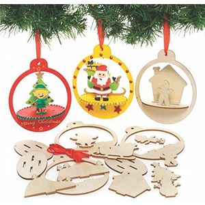 Kerstbal Houten Verf kunst sets (Pak van 5) Kerst Knutsel Activiteiten