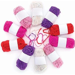 Baker Ross - Glitterwol - Rood Roze Paars - 10 Stuks - Knutselmateriaal