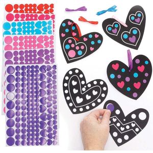 Baker Ross Hart Sticker Kunst Knutselset - 12 stukjes, met lijmstiften om kinderen te laten versieren en creëren (FC474)