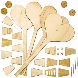 Hartjes windmolentje van Hout sets  (Pak van 4) Knutselen Met Hout