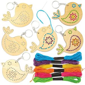 Vogel houten rijg sleutelhanger & tas hangers Kits (Pak van 5) Knutselen Met Hout