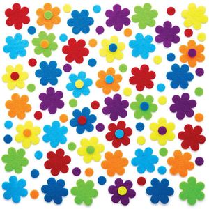 Regenboogkleuren zelfklevende vilten bloemen (Pak van 175) Accessoires knutselen