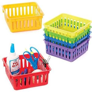 Baker Ross FC892 Regenboogkleuren Plastic Manden - Pak van 6, Kinder knutselmateriaal voor sorteren en opbergen, knutselbakjes