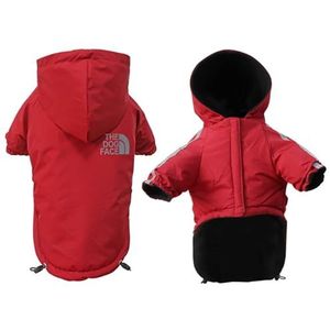 Winter warme hondenkleding reflecterende huisdier hoodie waterdichte puppy jas kleine middelgrote honden chihuahua katoenen jas bulldog (kleur: rood, maat: L)