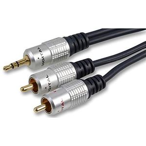 Pro Signal PSG03696 stereo kabel (3,5 mm jack naar 2 x RCA-aansluitingen, 20 m) zwart