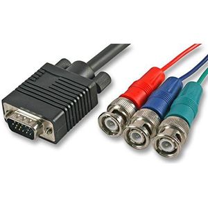Pro Signal PSG03251 VGA-kabel (D Sub), 15-polig, stekker op 3 x BNC-stekker, 1,8 m, zwart