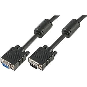 Pro Signal PSG90723 SVGA-kabel HD15-stekker naar bus, alle aangesloten pins, 10 m, zwart