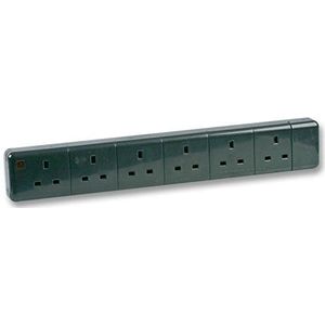 Pro Elec 95668B 6-Gang Socket, 13A, 240V, Zwart