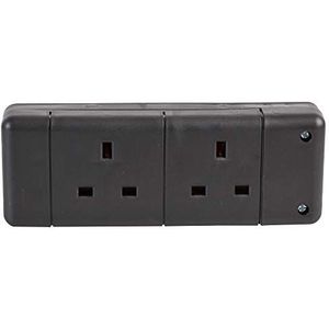 Pro Elec 9148 BLACK 2 Way Extension Socket, Zwart