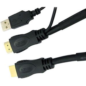 Pro Signal High-speed actieve HDMI-kabel (mannelijk naar mannelijk, met USB-voeding, 50 m) zwart