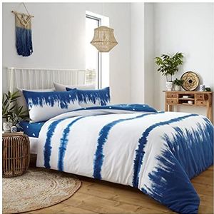 GAVENO CAVAILIA Parure de lit réversible en Polycoton à Rayures ombrées Bleu Marine King Size