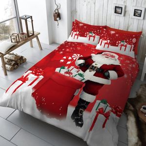 Bedlam - Kerst Peperkoek Huis Dekbedovertrek - Tweepersoons Beddengoed (200 x 200cm) - Omkeerbaar (2 Kleuren) - 2x Kussenslopen - Gingerbread Man