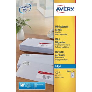 Avery J8651-25 Wit printeretiket