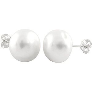 Bella Pearls Vrouwen 925 Sterling Zilver Wit Oorstekers BWS-14W