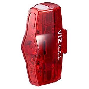 CatEye VIZ 100 Compact fietsachterlicht, 100 lumen, oplaadbaar via USB, voor stadsfiets, zwart