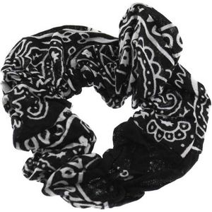 Paisley scrunchie haarelastiek zwart/wit - Zac's Alter Ego