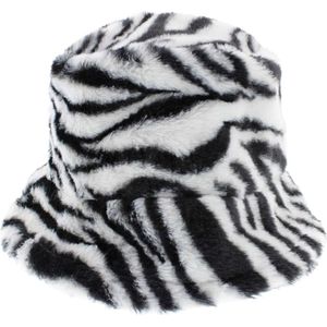 Zac's Alter Ego - Zebra Print Faux Fur Bucket hat / Vissershoed - Multicolours