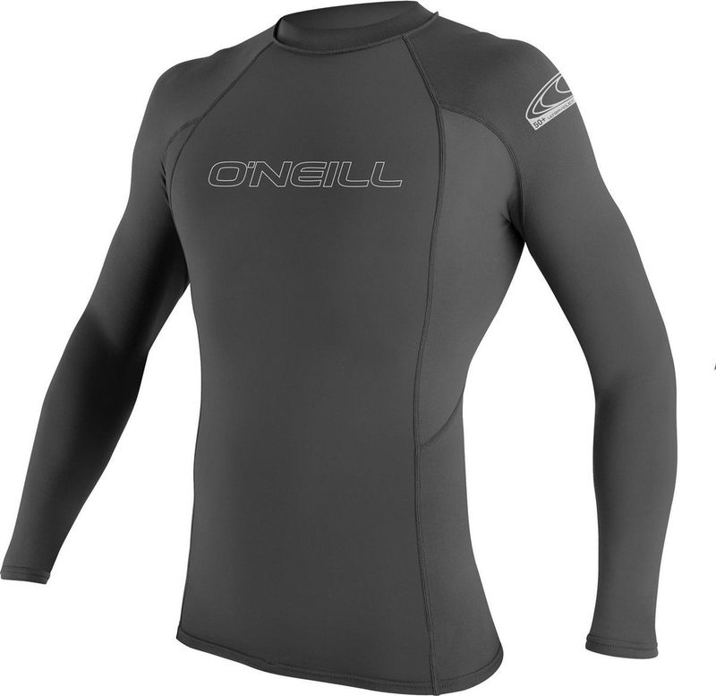 O'Neill - Basic Skins L/S Rashguard Surfshirt - Donkergrijs - Wit - 89% Polyester - 11% Elastaan
