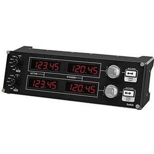 Logitech G Saitek Pro Flight Radioschakelbord Voor Vluchtsimulatoren, 4 Aparte LED-Displays Met Regelaars, USB-Aansluiting, Modulair en Aanpasbaar, PC, Zwart