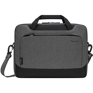 Targus Cypress EcoSmart slanke tas voor 14 inch laptop, draagtas met riem, pc-tas met hoofdvak en voorvak - Grijs, TBS92602GL
