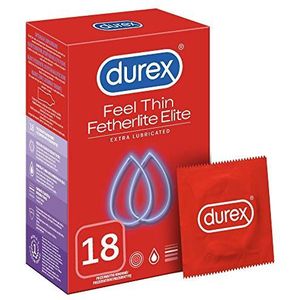 Durex Fetherlite Elite condooms â€“ flinterzachte condooms voor intensief gevoel met extra glijgelcoating â€“, X, 3 stuks, (Pack van 18)