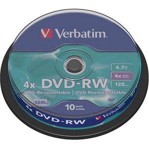 Verbatim DVD-RW 4,7GB 4x Spindel 10 Stuks Herschrijfbaar