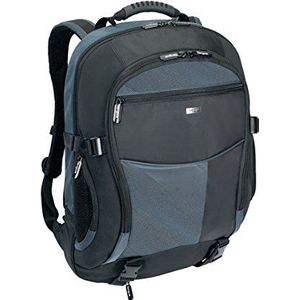 Targus Atmosphere TCB001EU Laptoprugzak met gevoerd laptopvak voor laptops tot 17-18 cm, zwart/blauw, maat XL, zwart.