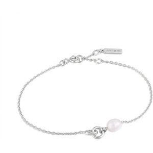 Ania Haie AH B043-01H Pearl Power Dames Armband - Schakelarmband - Sieraad - Zilver - 925 Zilver - Parel - Anker - Zoetwaterparel - 18.5 mm lang