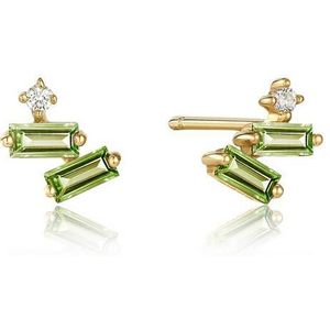Ania Haie AH EAU005-02YG Twilight Garden Dames Oorbellen - Oorknopjes - Sieraad - 14 Karaat Goud - Toermalijn - 6 mm breed - 4 mm lang
