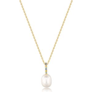 Ania Haie AH N054-01G Modern Muse Dames Ketting - Collier - Sieraad - Ketting met hanger - Zilver - Goudkleurig - 925 Zilver - Parel - Anker - 5 mm breed