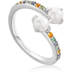 Ania Haie AH R054-03H Modern Muse Dames Ring - Minimalistische ring - Sieraad - Zilver - 925 Zilver - Parel - 7 mm breed
