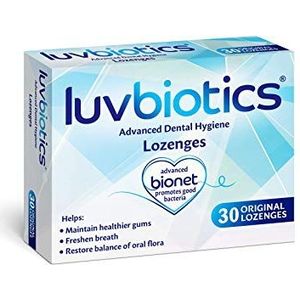Luvbiotics Suikervrije zuigtabletten met probiotica en xylitol en AloÃ« vera bevordert goede bacteriÃ«n voor frisse adem, gezond tandvlees en holtebescherming