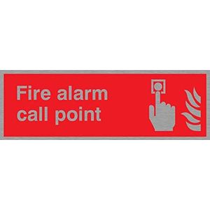 Viking Signs FV341-L31-MS ""Fire Alarm Call Point"" Sign, 1 mm roestvrij staal, 300 mm H x 100 mm W