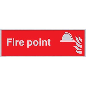 Viking Signs FV344-L31-S ""Fire Point"" Sign, kunststof halfstijf zilver, 300 mm H x 100 mm W