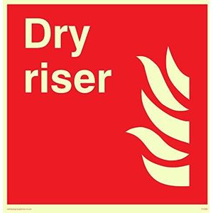 Viking Signs FV366-S40-PV ""Dry Riser"" Sign, Photoluminescent Vinyl Sticker, 400 mm H x 400 mm W