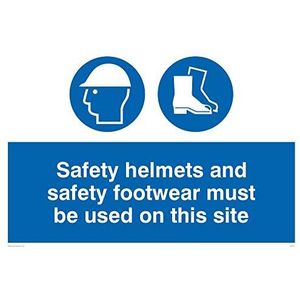 Viking Signs Veiligheidsschild ""Safety Helmets and Safety Footwear moet worden gebruikt op deze site"", 3 mm hoog x 300 mm breed, MC515-A4L-3M