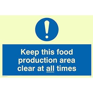 Viking Signs MH207-A6L-PV ""Keep This Food Production Area Clean At All Times"" Sign, Photo luminescent Sticker, 100 mm H x 150 mm W