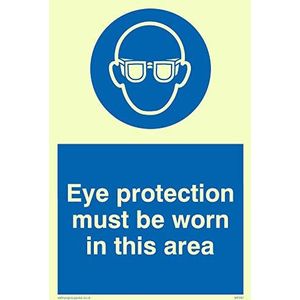 Viking Signs MP282-A6P-P schild ""Eye Protection must be worn in this area"", halfstijf, van kunststof, 150 mm H x 100 mm L