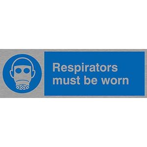 Viking Signs MP287-L31-MS bord ""Respirators must Be Wear"" van roestvrij staal in marinekwaliteit, 100 mm hoog x 300 mm breed