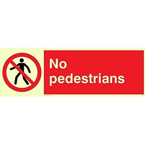 Viking Signs PA33-L62-PV Geen voetgangers Symbool Sign, Foto luminescent Sticker, 200 mm H x 600 mm W