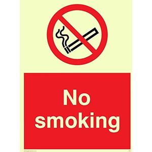 Viking Signs PS1-A5P-P ""No Smoking"" kunststof schild, halfvast, fotoluminescerend, 200 mm H x 150 mm L
