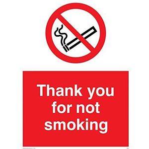 Viking Signs PS6-A1P-1M ""Thank You For Not Smoking"" Sign, Kunststof, 1 mm Semi-Rigid, 800 mm H x 600 mm W