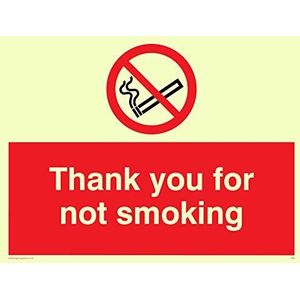 Viking Signs PS6-A5L-PV ""Thank You For Not Smoking"" Sign, Sticker, Photoluminescent, 150 mm H x 200 mm W