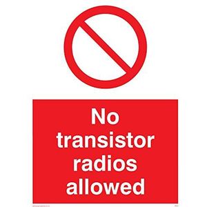 Viking Signs PV51-A5P-1M ""No Transistor Radios Allowed"" Sign, Kunststof, 1 mm Semi-Rigid, 200 mm H x 150 mm W
