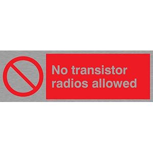 Viking Signs PV51-L15-MS ""No Transistor Radios Allowed"" Sign, roestvrij staal, maritieme kwaliteit, 50 mm H x 150 mm W