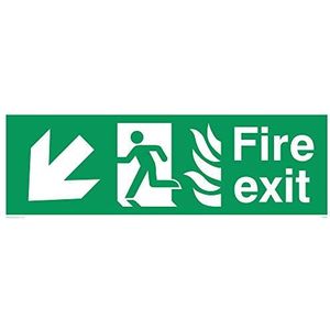 Viking Signs SG697-L31-1M ""Fire Exit"" Running Man Linker Engel Pijl-omlaag, 1 mm Semi-Stijf Kunststof, 100 mm H x 300 mm W