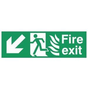 Viking Signs Fire Exit ""Running Man Left Angel"", halfstevig, van kunststof, 200 mm H x 600 mm L SG697-L62-P