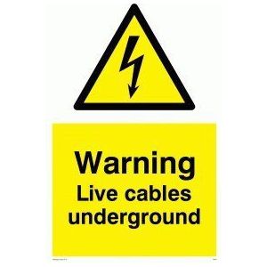 Viking Signs WE76-A2P-AC ""Warning Live Cables Underground"" Sign, Aluminium Composite, 600 mm H x 400 mm W