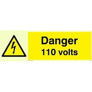 Viking borden we80-l31-pv ""gevaar 110 Volt"" tekens, oplichtend stickers, 100 mm H x 300 mm W