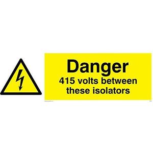 Viking Signs WE86-L62-V""Danger 415 Volt tussen deze isolators"" vinyl 200 mm H x 600 mm B